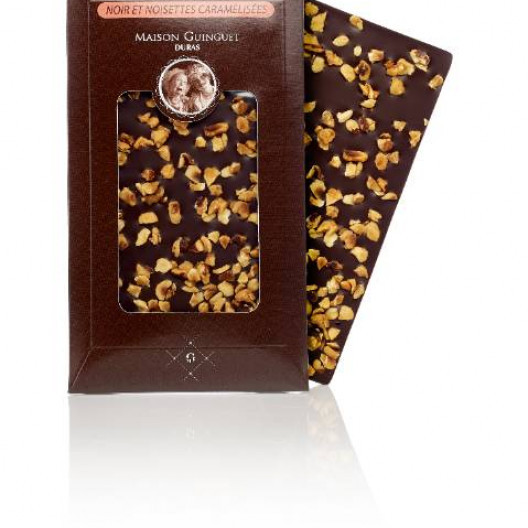 Tablette de chocolat noir et noisettes caramélisées - 85 g