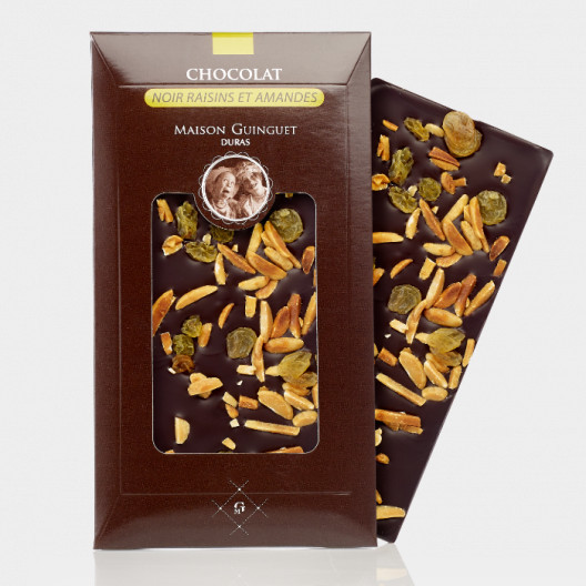 Tablette chocolat noir raisins amandes - 85 g