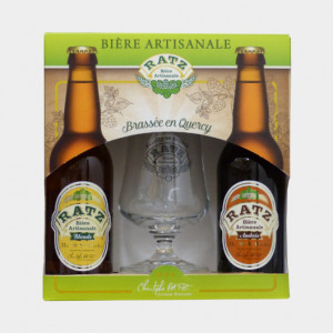 Coffret de bières blonde et ambrée Ratz - 33cl + 1 verre
