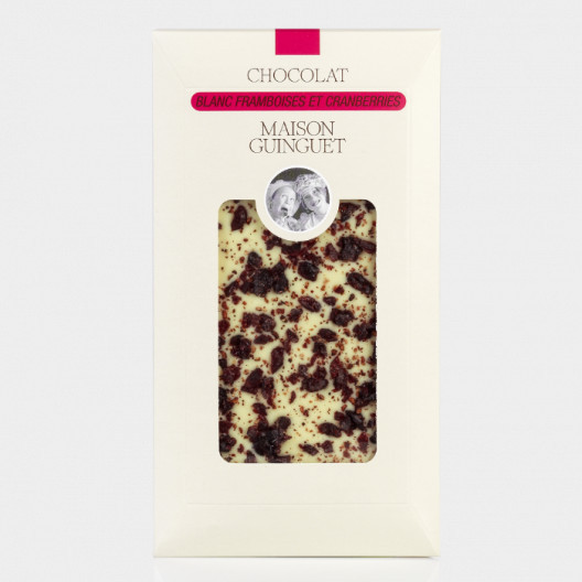 Tablette chocolat blanc framboises et...
